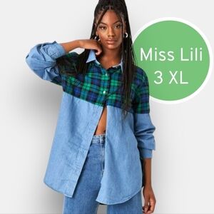 Retro Style Miss Lili Plaid Flannel Plus Sz 3 XL Top